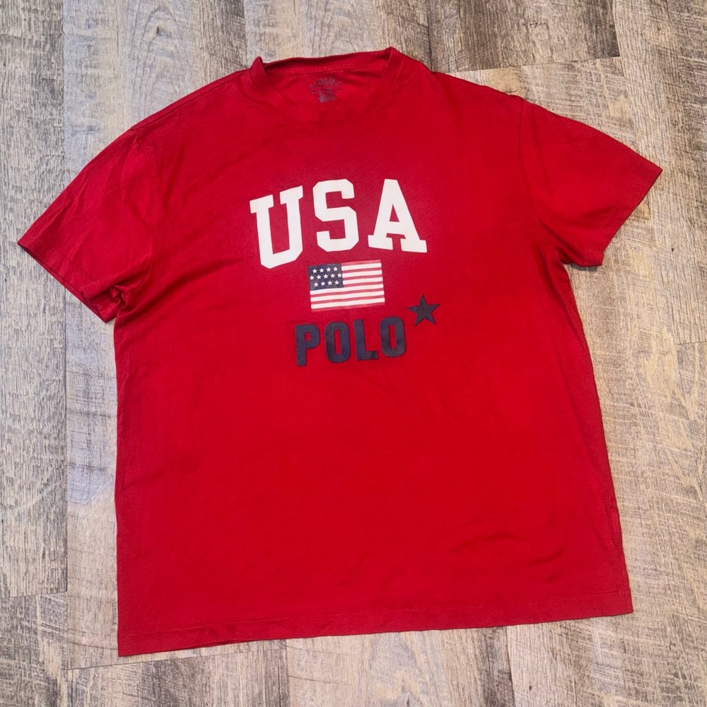 Polo Ralph Lauren T-Shirt Mens Medium Red USA Flag Classic Fit Tee